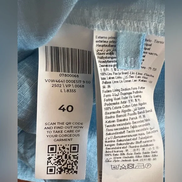 NWT $538 120% Lino Italy design Blue Harbor Sleeveless Maxi Dress Size 40 Bow - Picture 9 of 14